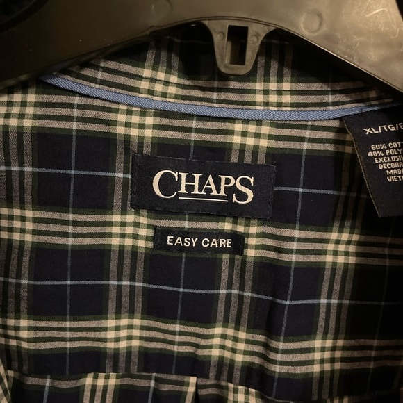 Chaps men’s XL blues& cream plaid long sleeve button down.‎ Easy care pocket - Picture 4 of 7